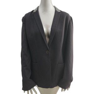 Elie Tahari NWT Black Blazer Jacket Lamb Leather Collar Black 16